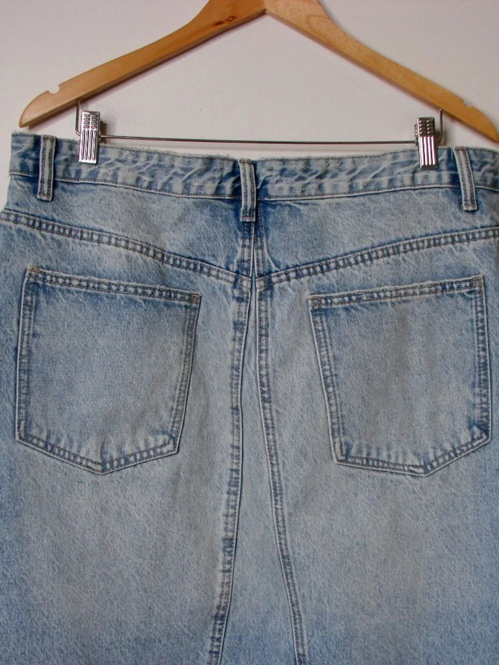 Zara Light Blue Denim Midi Maxi Skirt Asymmetric Fly Raw Hem BRAND NEW NWT XXL - Picture 14 of 15